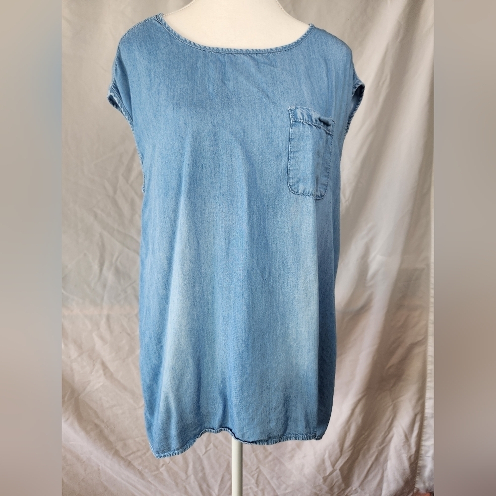 Chico's Blue Boxy Blouse Relaxed Fit